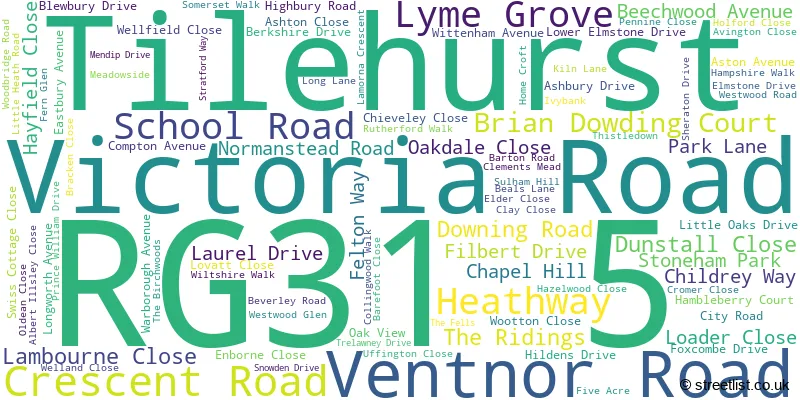 A word cloud for the RG31 5 postcode